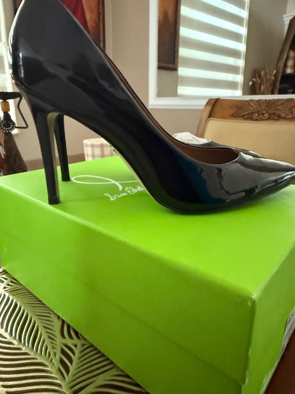 Sam Edelman Black Patent Pointed-Toe Stiletto